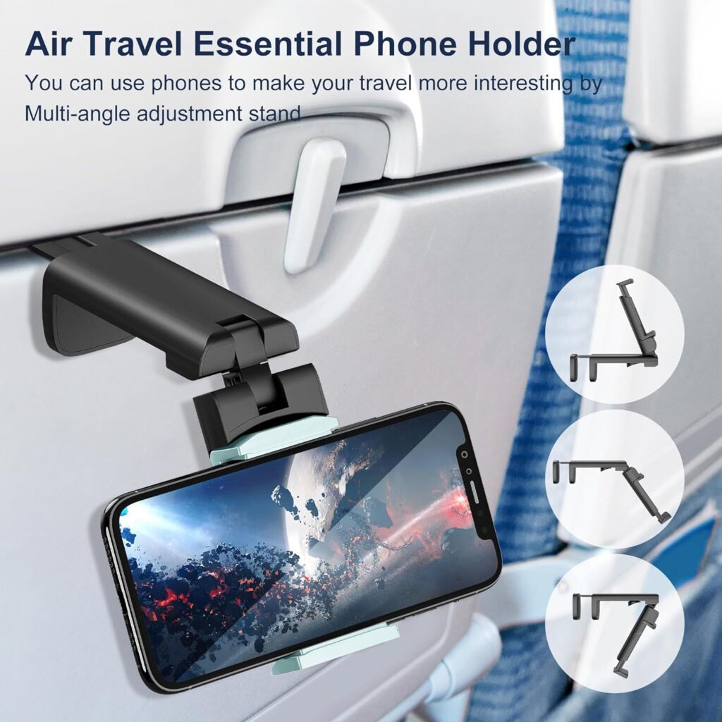 for Universal Airplane Travel Phone Holder: Travel Essentials Phone Mount for Desk with Multi-Directional 360 Degree Rotation,Travel Accessories Must Haves Phone Holder for Flying,Table or Outdoor