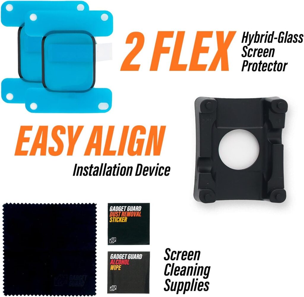 Gadget Guard Flex Pro-Active : Apple Watch 7/8/9 Compatible Screen Protector (2022) 41mm 2-Pack