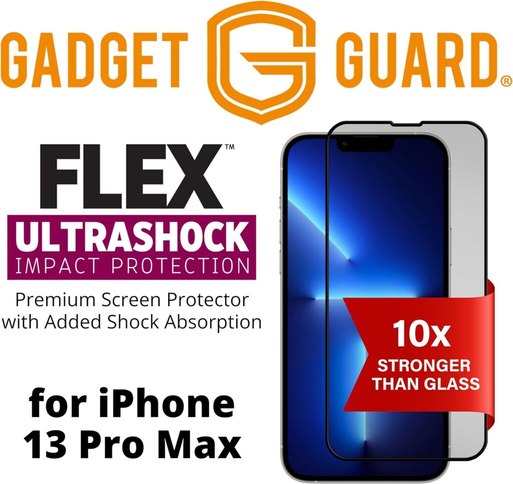 Gadget Guard Flex UltraShock Screen Protector for iPhone 13 Pro Max, Shatterproof Screen Protector, 10x Stronger Than Tempered Glass, Easy Install, Case Friendly