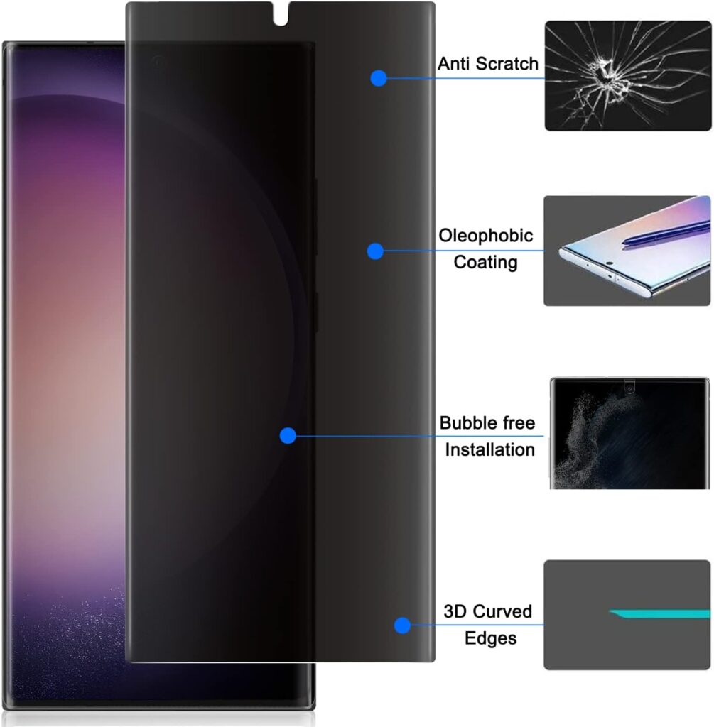 Galaxy S23 Ultra Privacy Screen Protector, [Case Friendly] [Support Fingerprint Unlock] Soft Film for Samsung Galaxy S23 Ultra 5G (6.8), Full Adhesive, Anti-Scratch, Touch Sensitive