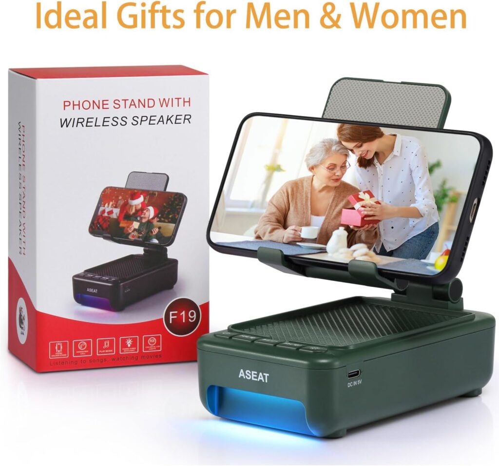 Gifts for Men Him, Cell Phone Stand with Bluetooth SpeakerLed Color Changing Light, Unique Gifts for Women Dad Her Husband, Birthday Gifts for Men