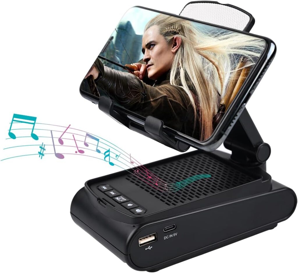 Gifts for Men or Women, Cell Phone Stand with Wireless Bluetooth Speaker, Adjustable Non-Slip Portable Tablet Holder, Desktop Cool Tech Gadgets for Mens Boys, Unique Birthday Gift Ideas for Mom Dad