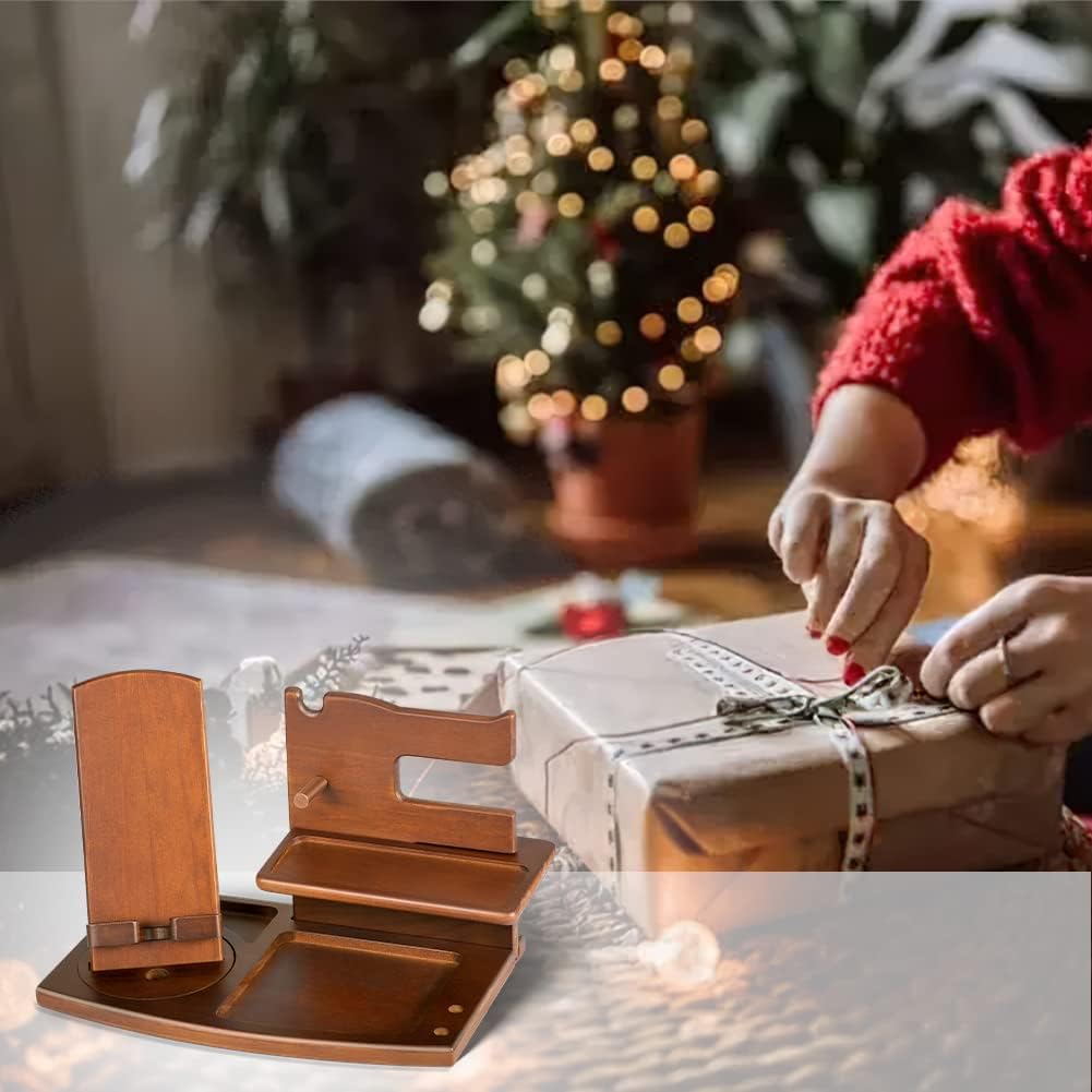 Gifts for Men Valentines Wood Phone Docking Station Key Wallet Stand Watch Organizer Father Husband Wife Male Idea Gadgets Bedside Organiser Anniversary Dad Birthday Gift for Boyfriend Gifts for Dad