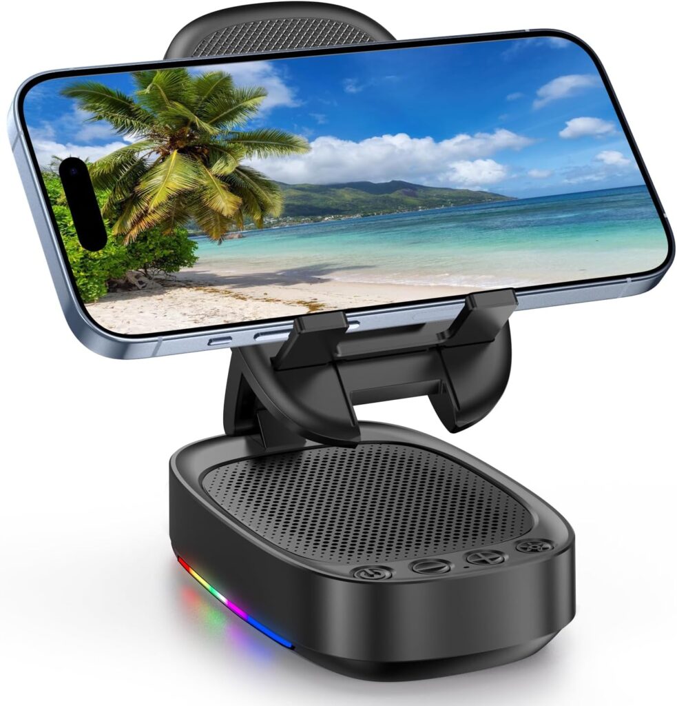 Gifts for Men Women, 2024 New Cell Phone Stand with Wireless Bluetooth Speaker, Christmas Stocking Stuffers Birthday Gift for Dad//Him/Teen Boy/Boyfriend/Husband, Cool Gadget Tools for Men (Grey)