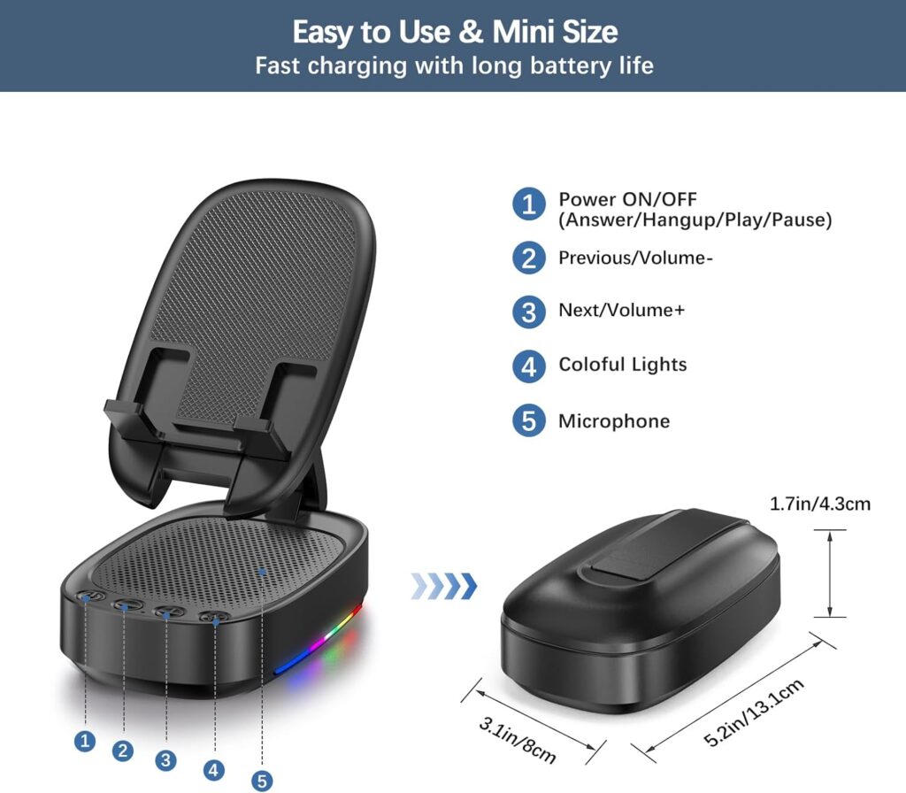 Gifts for Men Women, 2024 New Cell Phone Stand with Wireless Bluetooth Speaker, Christmas Stocking Stuffers Birthday Gift for Dad//Him/Teen Boy/Boyfriend/Husband, Cool Gadget Tools for Men (Grey)