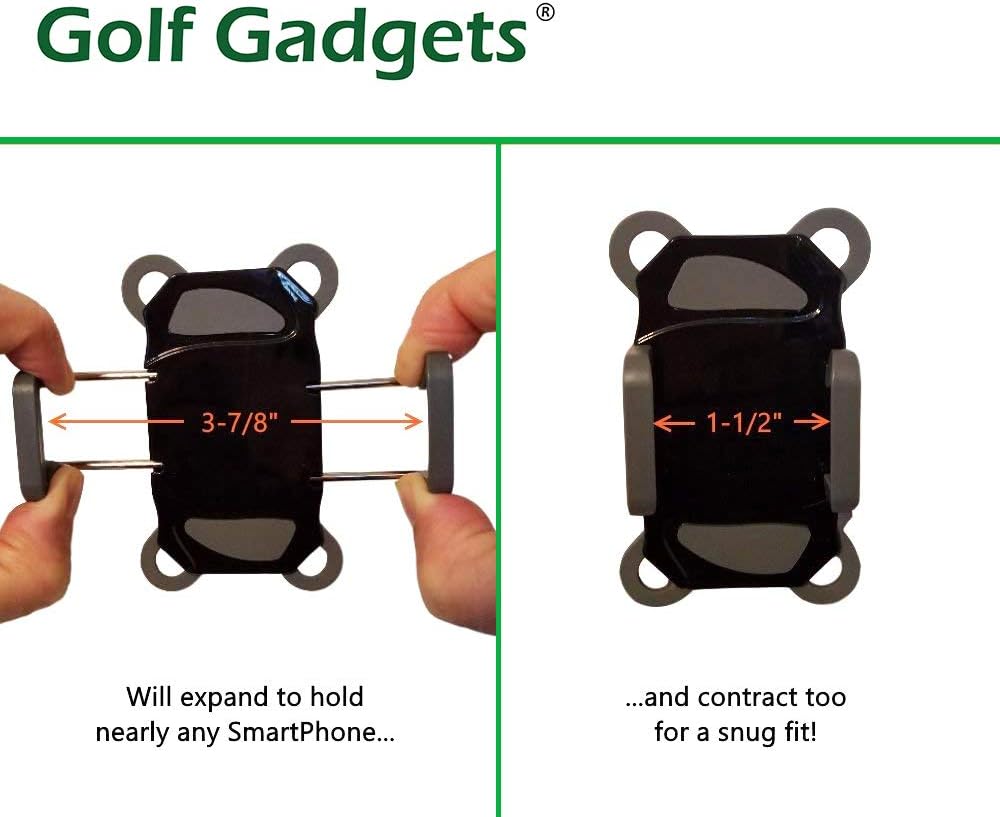 Golf Gadgets® - Swing Recording System | Golf Cart or Pull Cart Mount for Smartphone. Compatible with iPhones, Samsung Galaxy, HTC, Any Phone. (Bar Mount)