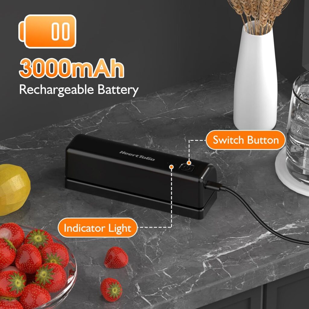 Heating Sealer, Mini Sealer Machine Rechargeable 3000mAh, Heating Quick Sealer for Food Bag, Chips and Snacks Bags Freshness, Portable item for Kitchen, Picnic, Gift for Family, Friends