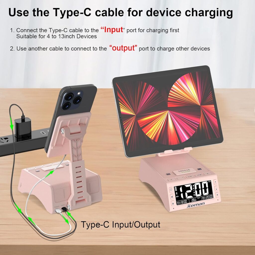 JTEMAN Gifts for Men Women,Cell Phone Stand with Wireless Bluetooth Speaker,Adjustable Cool Tech Kitchen Gadgets,Unique Birthday Gifts for Men,Women