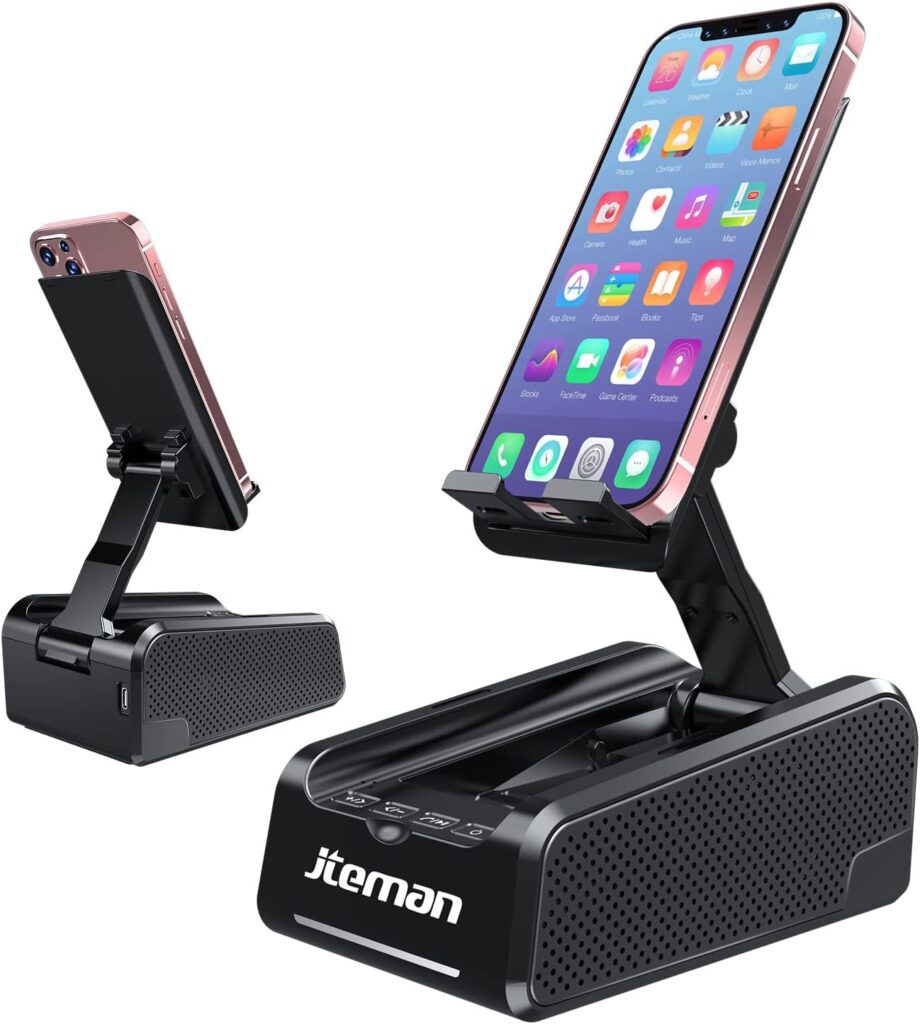 JTEMAN Phone Stand Wireless Bluetooth Speaker,Desktop Kitchen Gadgets Phone Stand,Portable Phone Stand with Speaker,Gifts for Women and Men