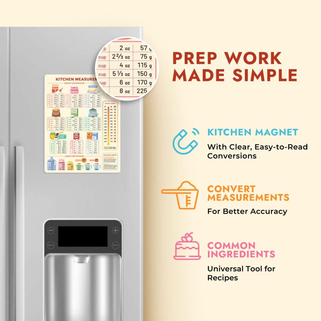 Kitchen Conversion Chart Magnet for Easier Cooking  Kitchen Baking - Vintage Kitchen Useful Gadgets - Cute Kitchen Accessories Gadgets - Cooking Accessories  Baking Accessories - Gifts for Bakers