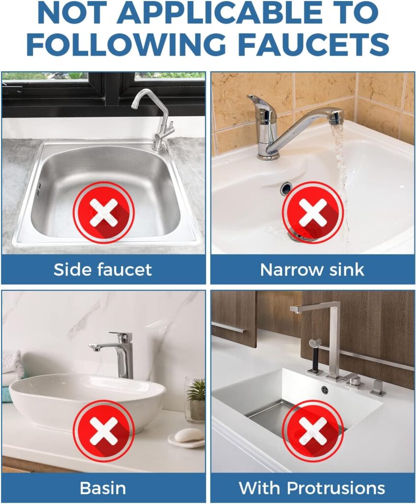 Kitchen Sink Splash Guard, Silicone Faucet Handle Drip Catcher Tray, Dish Soap Dispenser Sponge Holder Behind Faucet, 2023 Kitchen Gadgets Sink Accessories for Kitchen Counter, RV, Bathroom, Camper