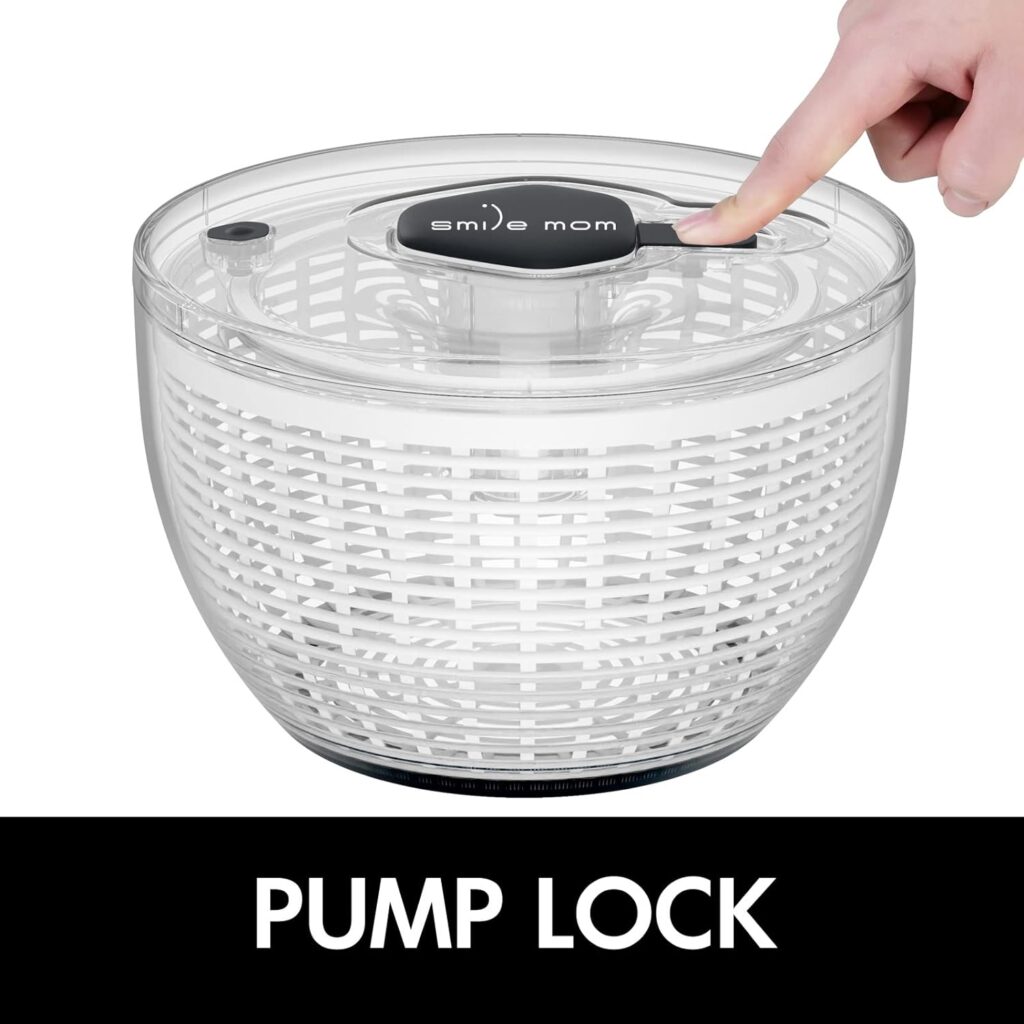 Large Salad Spinner Lettuce Spinner Kitchen Gadgets, Large Salad Spinner 6.3 Qt One-Handed Handle Easy Press Super High Efficiency for Home Kitchen Washing  Drying Leafy Vegetables