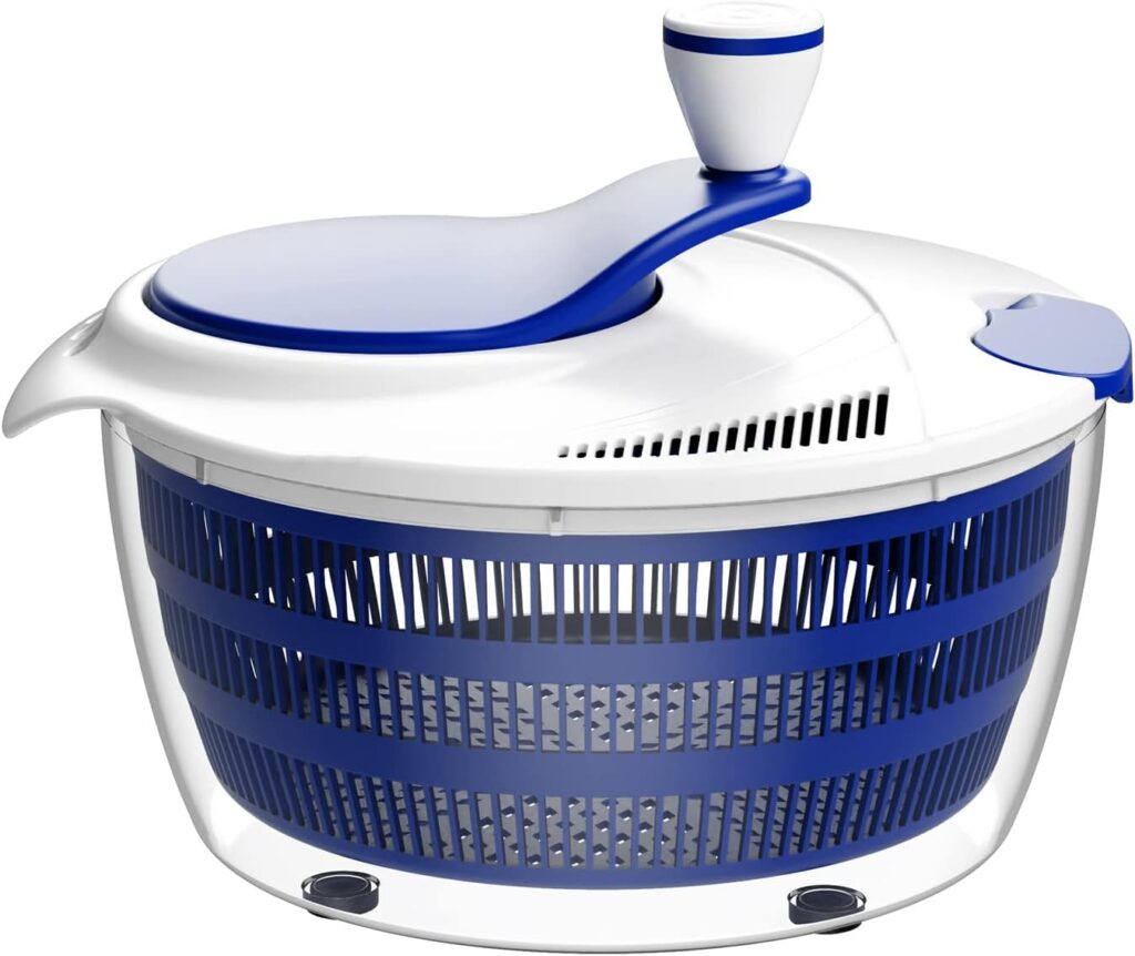 Large Salad Spinner Lettuce Spinner Kitchen Gadgets, Large Salad Spinner 6.3 Qt One-Handed Handle Easy Press Super High Efficiency for Home Kitchen Washing  Drying Leafy Vegetables