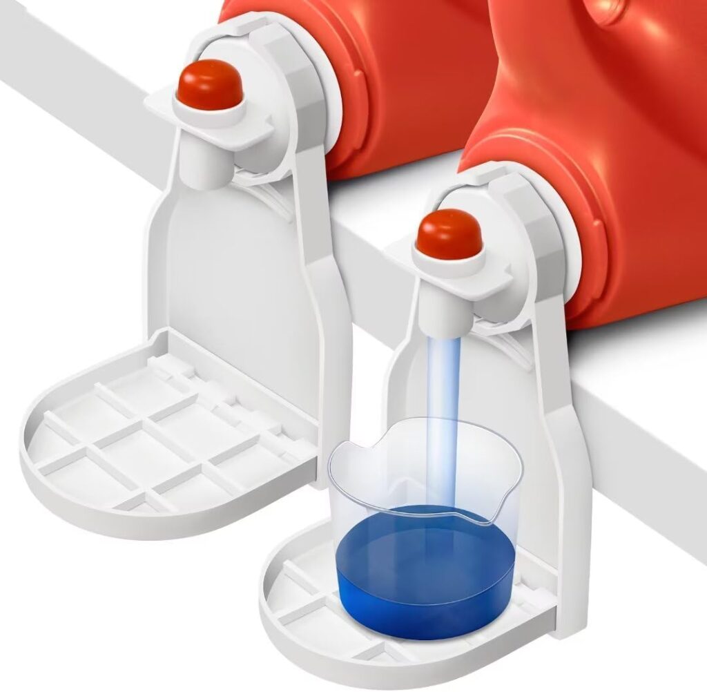 Laundry Detergent Cup Holder 2 Pack, Detergent Drip Catcher Organizer to Keep Room Tidy, Soap Tray Dispenser Laundry Detergent Gadget Fit for Most Softener Liquid Economic Sized Bottles No More Leaks