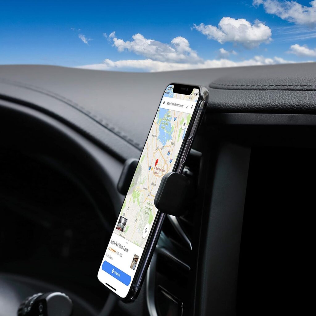 LAX Gadgets Car Vent Phone Mount - Universal Car Vent Phone Holder Rubber Clip Compatible with All Smartphones iPhone/Samsung/Nokia/LG/Sony/Huawei, Black