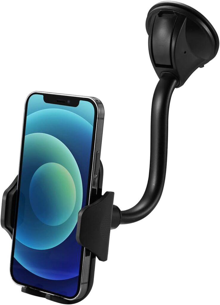 LAX Gadgets Cup Holder Phone Mount for iPhone 13, Samsung Galaxy S20, GPS Devices - Black
