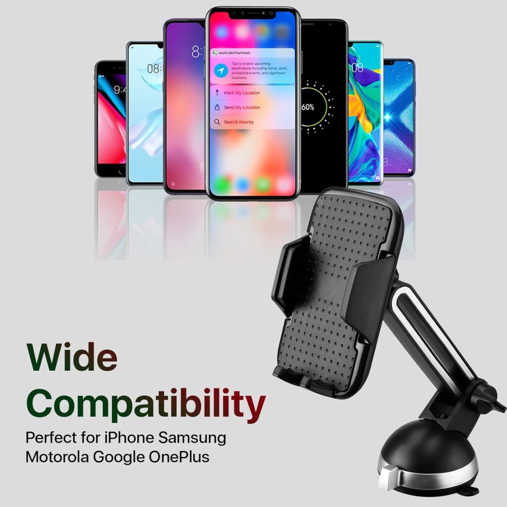 LAX Gadgets Phone Mount for Car, Cell Phone Holder Car, Phone Holder for Car, Car Phone Holder Mount, Phone Car Mount, Windshield Phone Mount for Car, Car Phone Holders, Car Mount for Phone