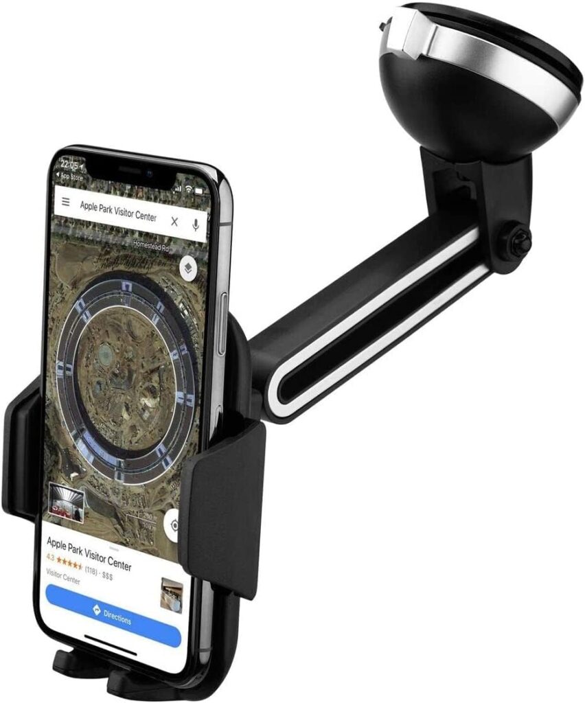 LAX Gadgets Phone Mount for Car - Cradle-Type Cell Phone Car Mount - Adjustable Arm  Joint - Car Mount with Powerful Suction Cup for Windshield, Dashboard - 2 Pack - Black