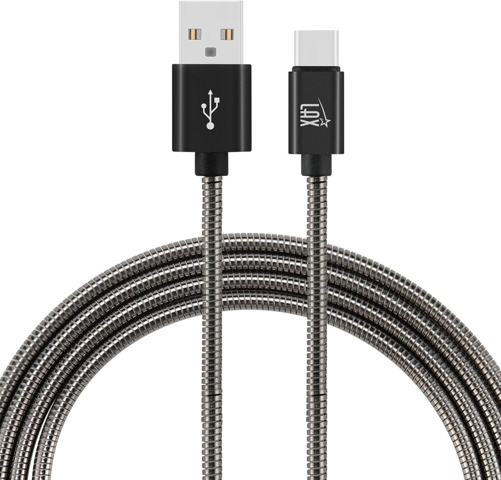 LAX Gadgets USB C Cable - Metallic Mesh USB-C High Speed Charging Cable  Data Transferring - USB A to USB C Compatible with Google Pixel, Apple MacBook  Samsung Galaxy Phones - 4ft Black