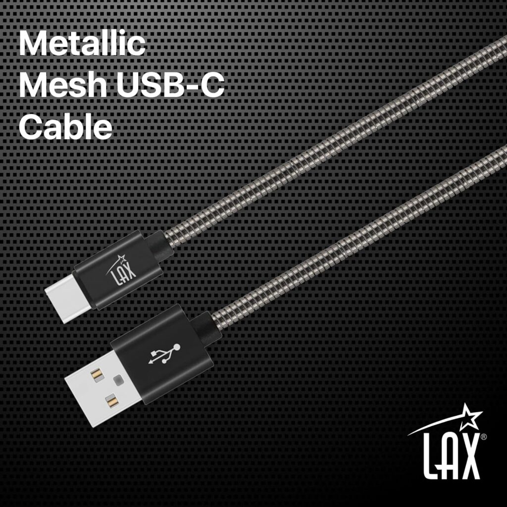 LAX Gadgets USB C Cable - Metallic Mesh USB-C High Speed Charging Cable  Data Transferring - USB A to USB C Compatible with Google Pixel, Apple MacBook  Samsung Galaxy Phones - 4ft Black