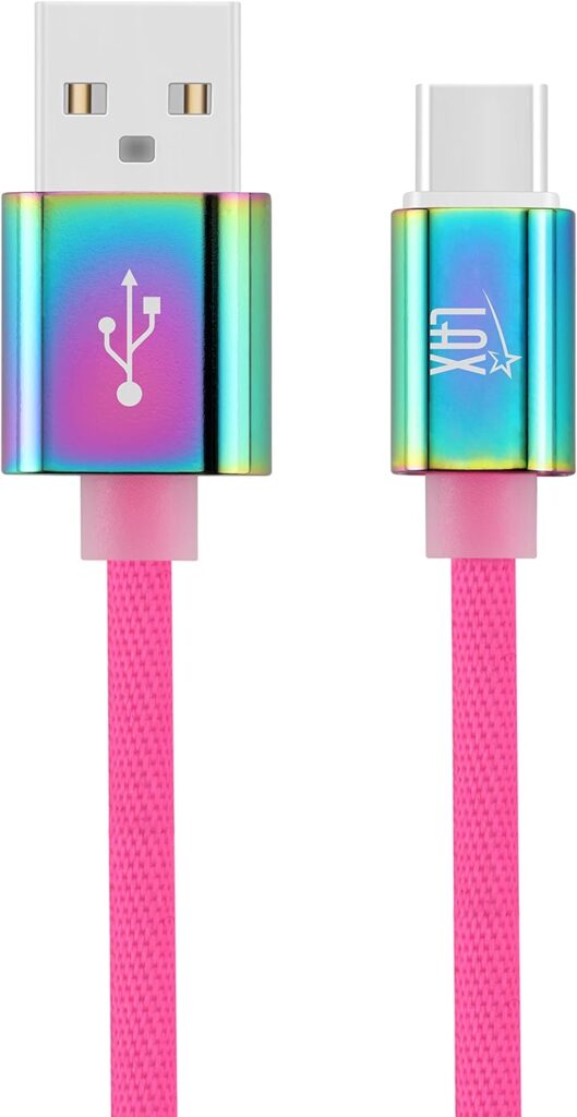 LAX Gadgets USB C Cable - Nylon Braided USB-C Charging Cable  Data Transferring - USB A to USB C for Android Phones, Google Pixel, Apple MacBook  Samsung Galaxy Phones - 6ft - Rainbow (USBC6BOW)