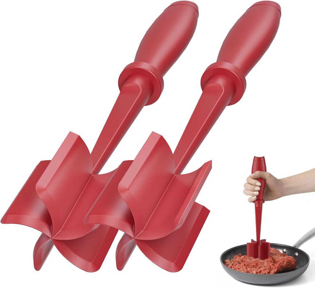 Meat Chopper for Hamburger, Premium Heat Resistant Masher and Smasher for Ground Beef, Ground Turkey and More, Nylon Ground Beef Chopper Tool and Meat Fork, Non Stick Mix Chopper