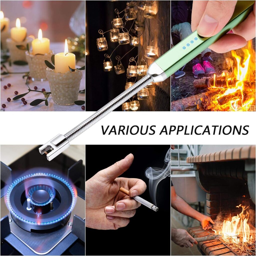 MEIRUBY Lighter Electric Candle Lighter Birthday Womens Day Gifts for Women Mom Wife Men, Long Electronic Rechargeable USB Lighter Arc Windproof Flameless Lighters for Candle Camping BBQ (Rose Gold)