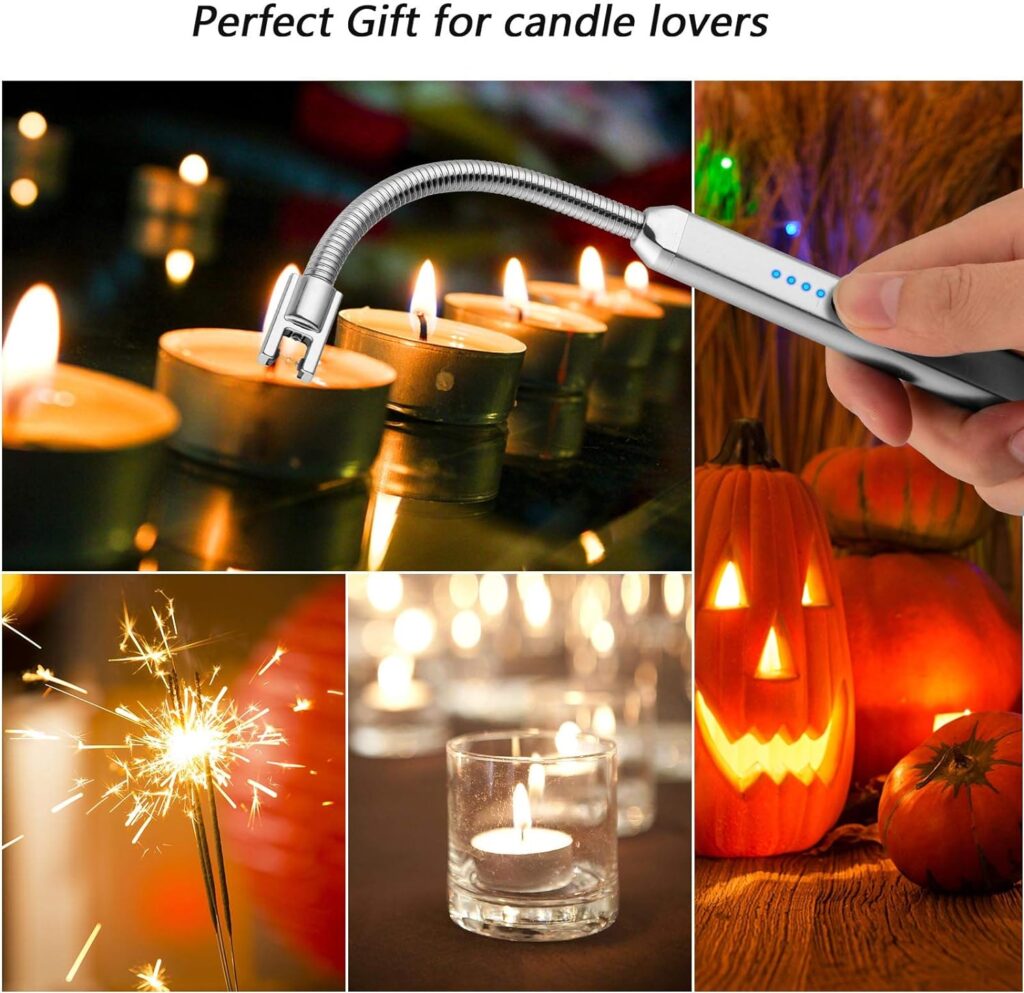 MEIRUBY Lighter Electric Candle Lighter Birthday Womens Day Gifts for Women Mom Wife Men, Long Electronic Rechargeable USB Lighter Arc Windproof Flameless Lighters for Candle Camping BBQ (Rose Gold)