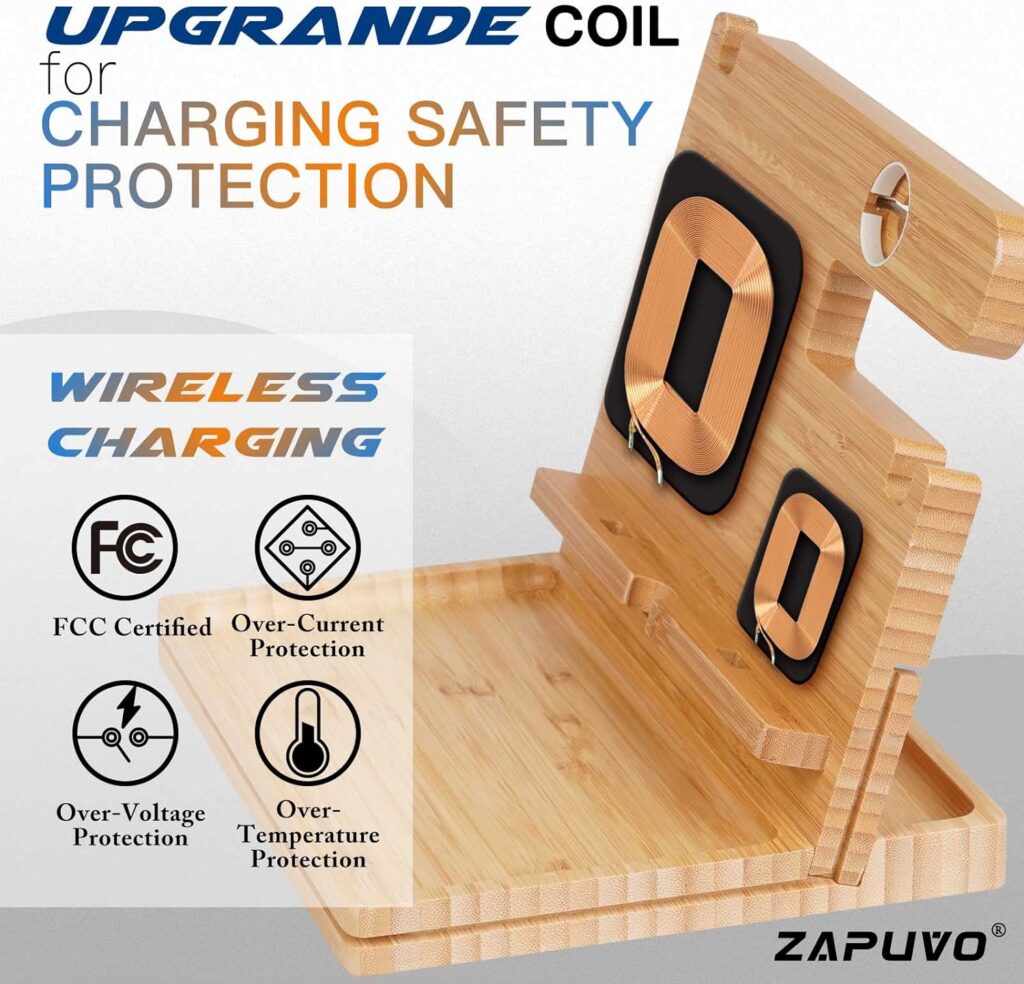 Men Gifts for Dad Husband Fathers Day from Daughter Son Wife, Wood Phone Docking Station with Drawer Nightstand Organizer, Birthday Gifts for Him Anniversary, Cool Christmas Gadgets for Papa