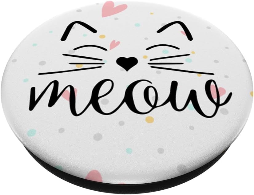 Meow Cute Cat Face Funny Costume Gadget for Cat Lovers PopSockets PopGrip: Swappable Grip for Phones  Tablets PopSockets MagSafe PopGrip for iPhone