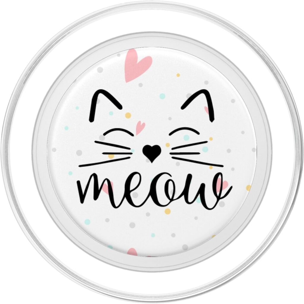 Meow Cute Cat Face Funny Costume Gadget for Cat Lovers PopSockets PopGrip: Swappable Grip for Phones  Tablets PopSockets MagSafe PopGrip for iPhone