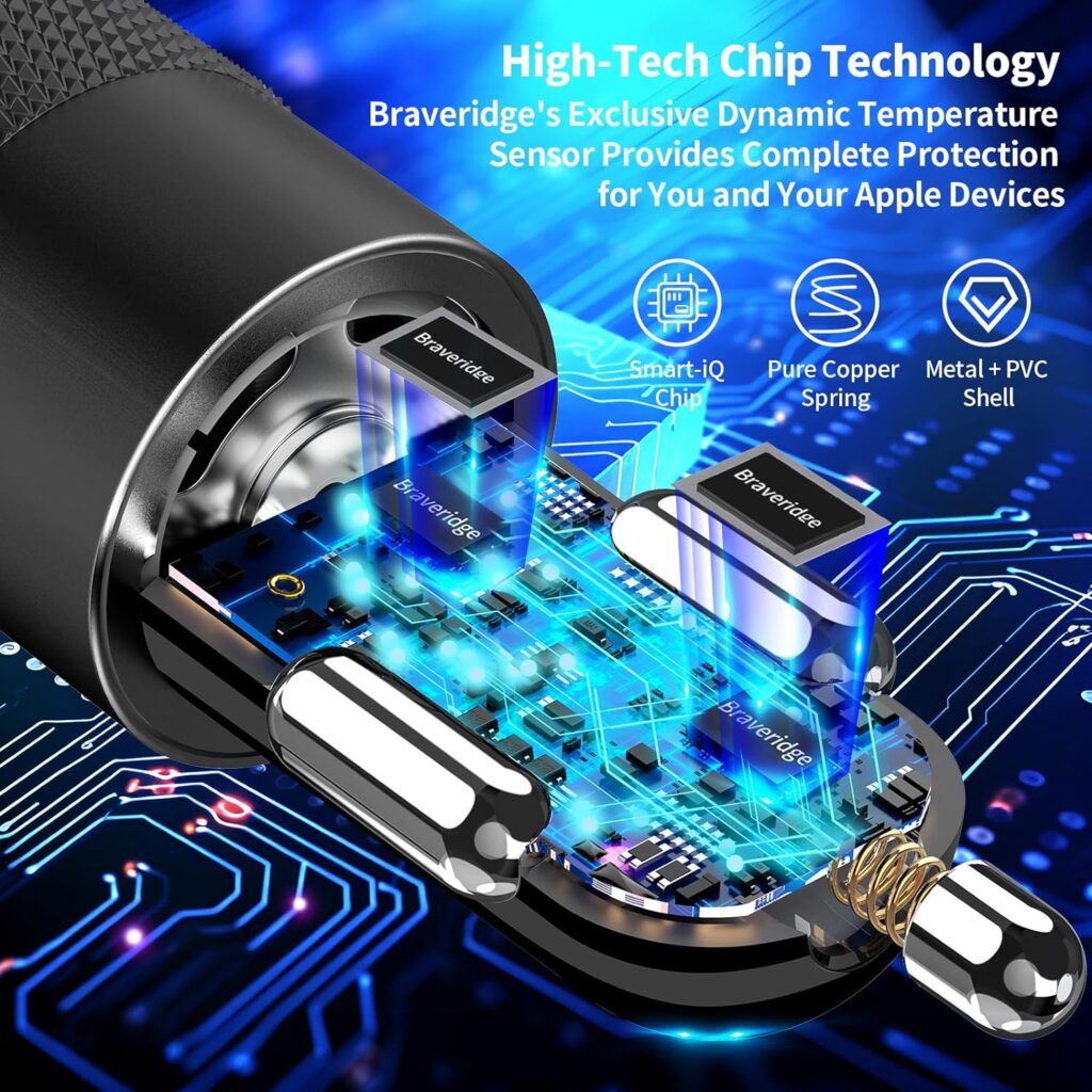 【MFi Certified】iPhone Car Charger Fast Charging, Rombica 4.8A Dual USB Smart Power Cigarette Lighter USB Car Charger with 2Pack Lightning to USB Cable for iPhone 14/13/12/11/XS/XR/SE/X 8/iPad/AirPods