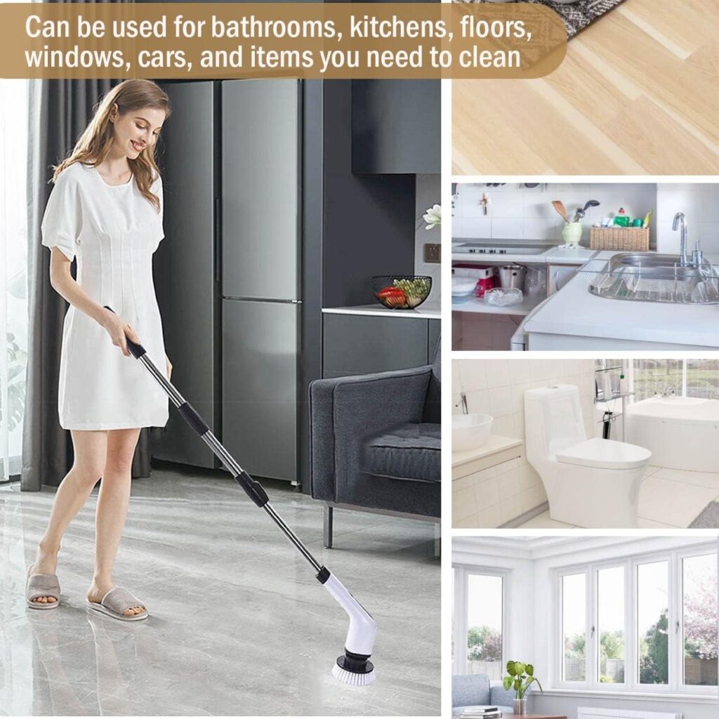 MGLSDeet Electric Spin Scrubber Rechargeable Cleaning Brush with 9 Replaceable Brush Heads, Cordless and Portable Power Scrubber, Bathroom Scrubber for Cleaning Tile, Sink, Window, Floor, Tub, Car