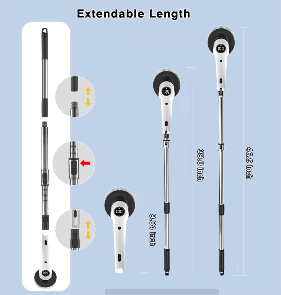 MGLSDeet Electric Spin Scrubber Rechargeable Cleaning Brush with 9 Replaceable Brush Heads, Cordless and Portable Power Scrubber, Bathroom Scrubber for Cleaning Tile, Sink, Window, Floor, Tub, Car