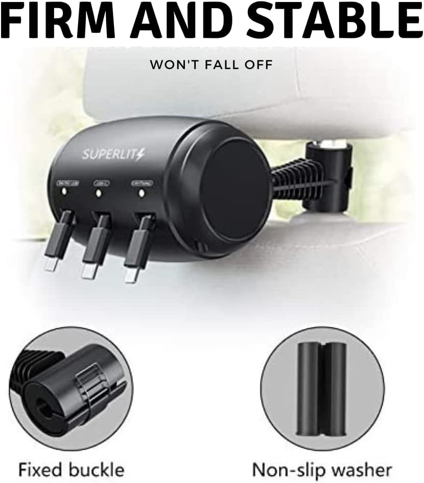 Multi Car Retractable Backseat 3 in 1 Car Charging Station Box (3Ft - Mini)