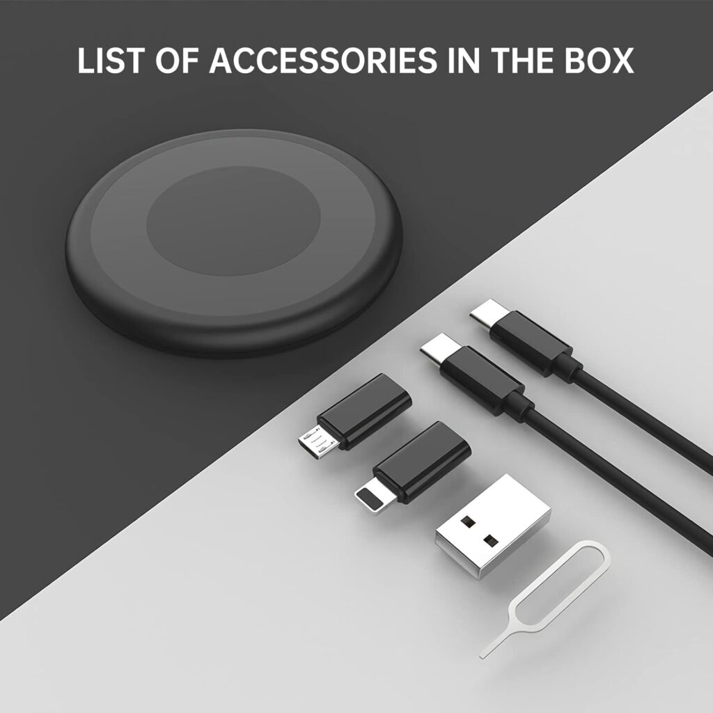 Multi-Functional Compact Cable Card, Portable Storage Box with USB A/Type C/Micro USB/Light USB Adapter Kit, PD 60W Charging and Data Transfer Cable Kit, Sim Card Tray Eject Tool and Slots - Black