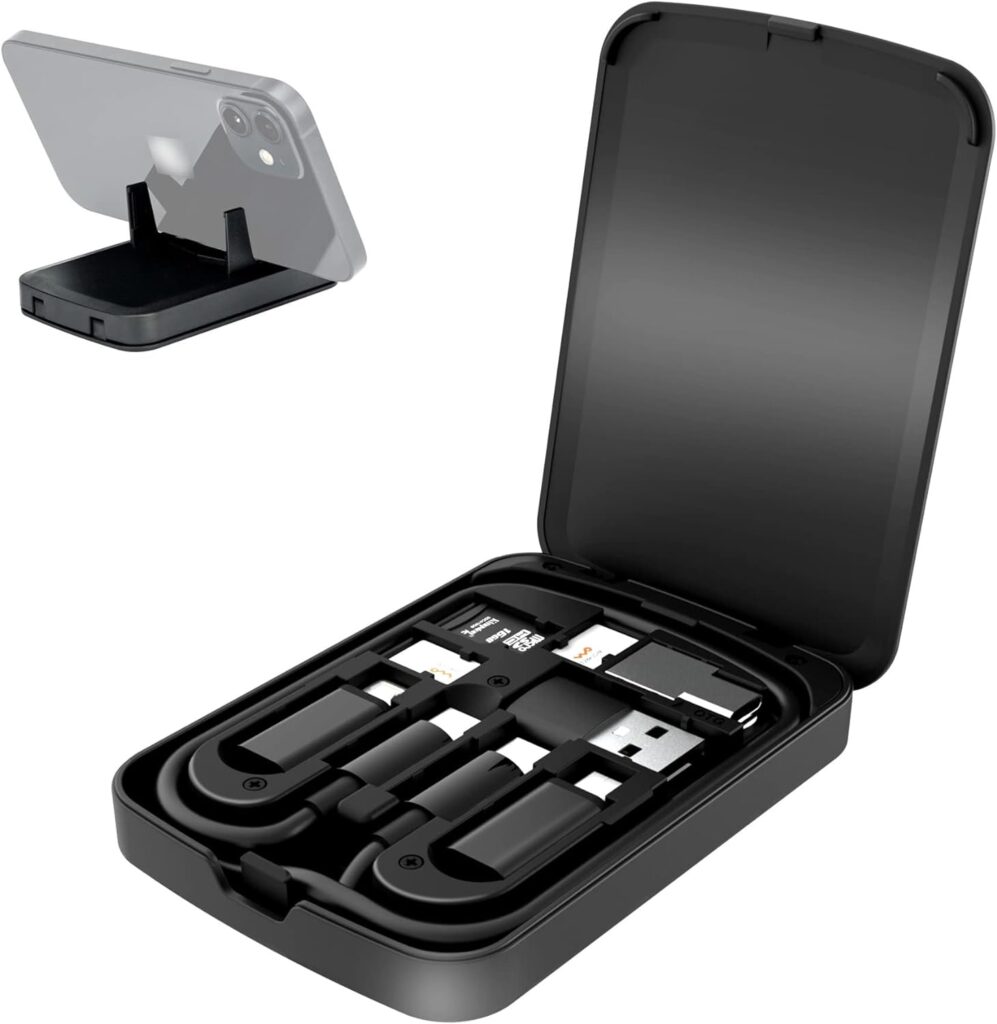 Multi-Functional Compact Cable Card with 22 USB-C Cable  USB-A/Micro-USB/Light/OTG USB Adapter Kit Cable Convertor Storage Box for Traveling Phone Pad Charging PC Computer Data Transfer