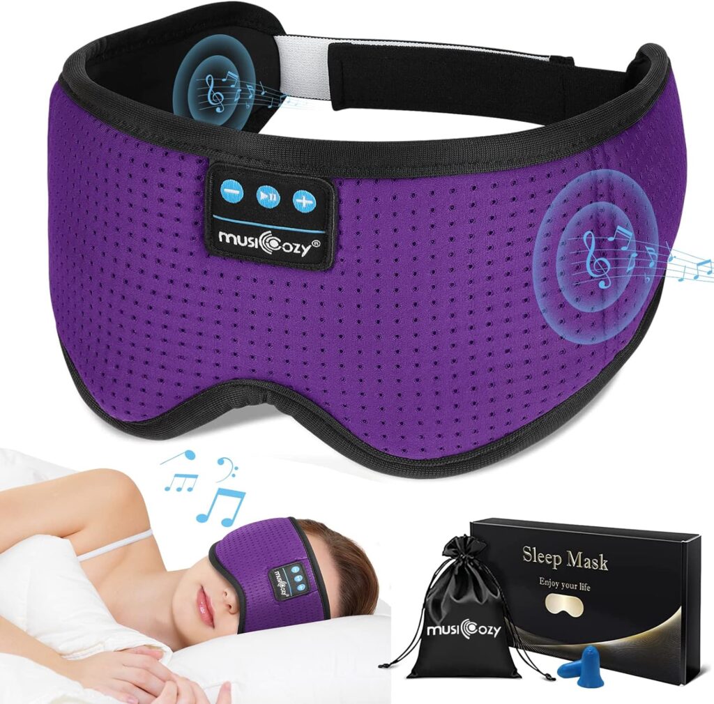 MUSICOZY Sleep Headphones Bluetooth Sleep Mask 3D Wireless Music Sleeping Headphones Headband Eye Mask Sleep Earbuds for Side Sleepers Mom Men Women with Speakers Cool Tech Gadgets Gifts
