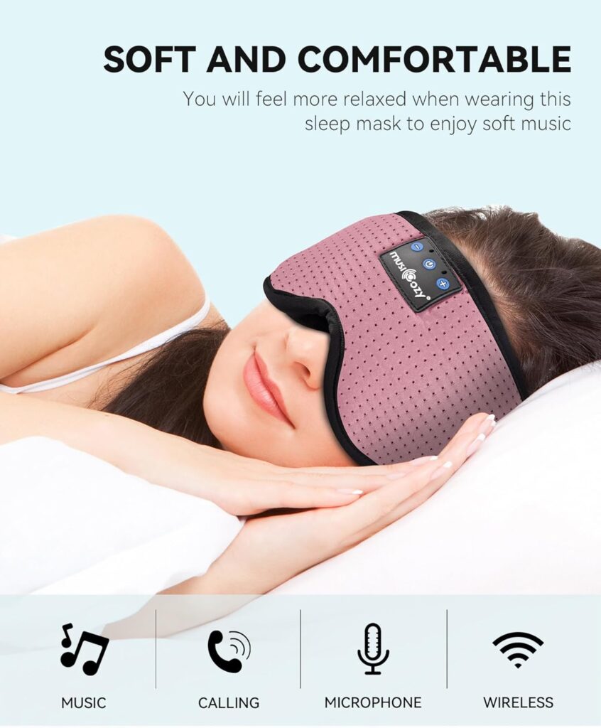 MUSICOZY Sleep Headphones Bluetooth Sleep Mask 3D Wireless Music Sleeping Headphones Headband Eye Mask Sleep Earbuds for Side Sleepers Mom Men Women with Speakers Cool Tech Gadgets Gifts