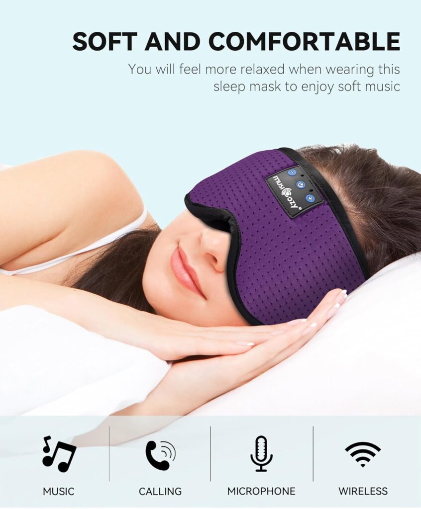 MUSICOZY Sleep Headphones Bluetooth Sleep Mask 3D Wireless Music Sleeping Headphones Headband Eye Mask Sleep Earbuds for Side Sleepers Mom Men Women with Speakers Cool Tech Gadgets Gifts