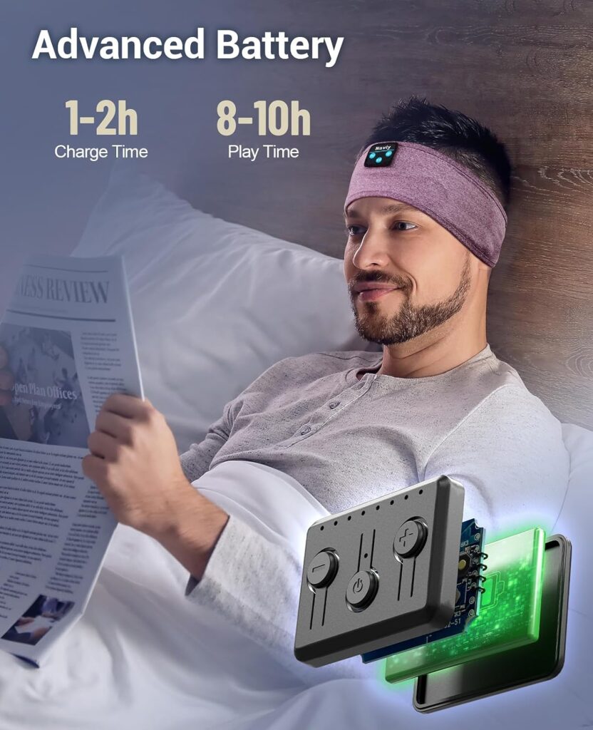 Navly Sleep Headphones Bluetooth Headband, Wireless Headband Headphones Headsets with Thin Speakers, Sleep Earbuds, Sleeping Headphones for Workout Running Yoga Sports Gift for Men Women