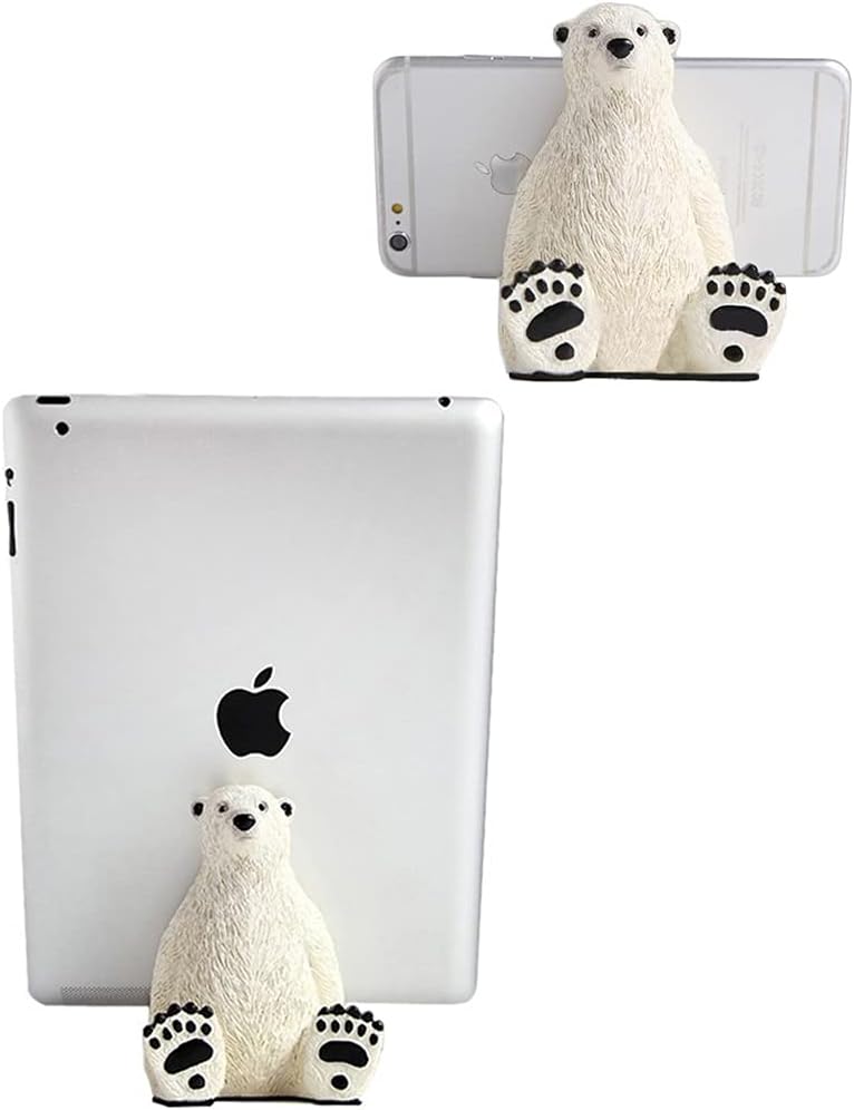 Newfancy Cute Polar Bear Animal Cell Phone Stand for Desk Smartphone Mobile Phone Holder for iPhone Android Smartphone Holder Desk Decorations, One Size