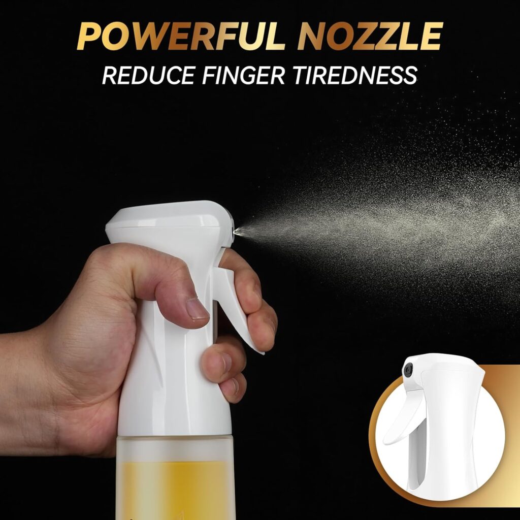 Oil Sprayer for Cooking - Continuous Spray With 200ml Glas Oil Sprayer - Oil Spray Bottle - Olive Oil Sprayer - Fryer Accessories Oil Mister for Air Fryer, Salad, Baking, Grilling