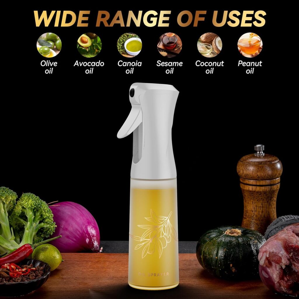 Oil Sprayer for Cooking - Continuous Spray With 200ml Glas Oil Sprayer - Oil Spray Bottle - Olive Oil Sprayer - Fryer Accessories Oil Mister for Air Fryer, Salad, Baking, Grilling