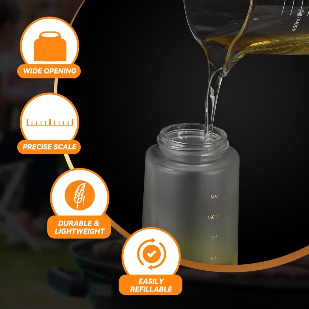 Oil Sprayer for Cooking - Continuous Spray With 200ml Glas Oil Sprayer - Oil Spray Bottle - Olive Oil Sprayer - Fryer Accessories Oil Mister for Air Fryer, Salad, Baking, Grilling