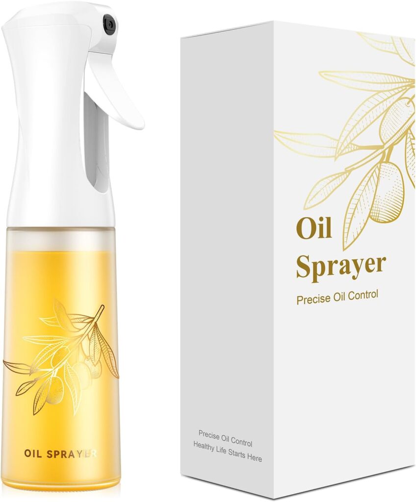 Oil Sprayer for Cooking - Continuous Spray With 200ml Glas Oil Sprayer - Oil Spray Bottle - Olive Oil Sprayer - Fryer Accessories Oil Mister for Air Fryer, Salad, Baking, Grilling