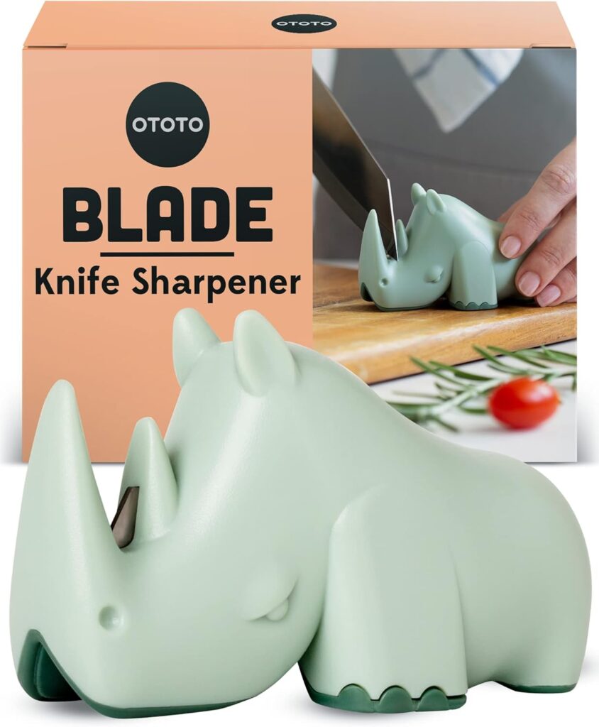 OTOTO Blade Knife Sharpener - Keep Knife Sharper with the Best Knife Sharpener - Fun Kitchen Gadgets BPA-free  Dishwasher-Safe Kitchen Knife Sharpener - Dimensions: 3.62 x 1.69 x 2.09 inches