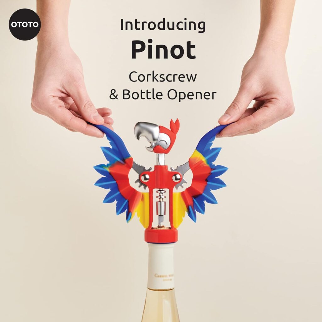 OTOTO Vino Spooky Bat 2-in-1 Wine  Beer Opener, Corkscrew  Bottle Opener - Goth Wine Accessories  Gifts for Wine Lovers