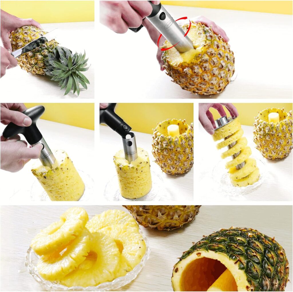 Pineapple Corer, [Upgraded, Reinforced, Thicker Blade] Newness Premium Pineapple Corer Remover (Black)
