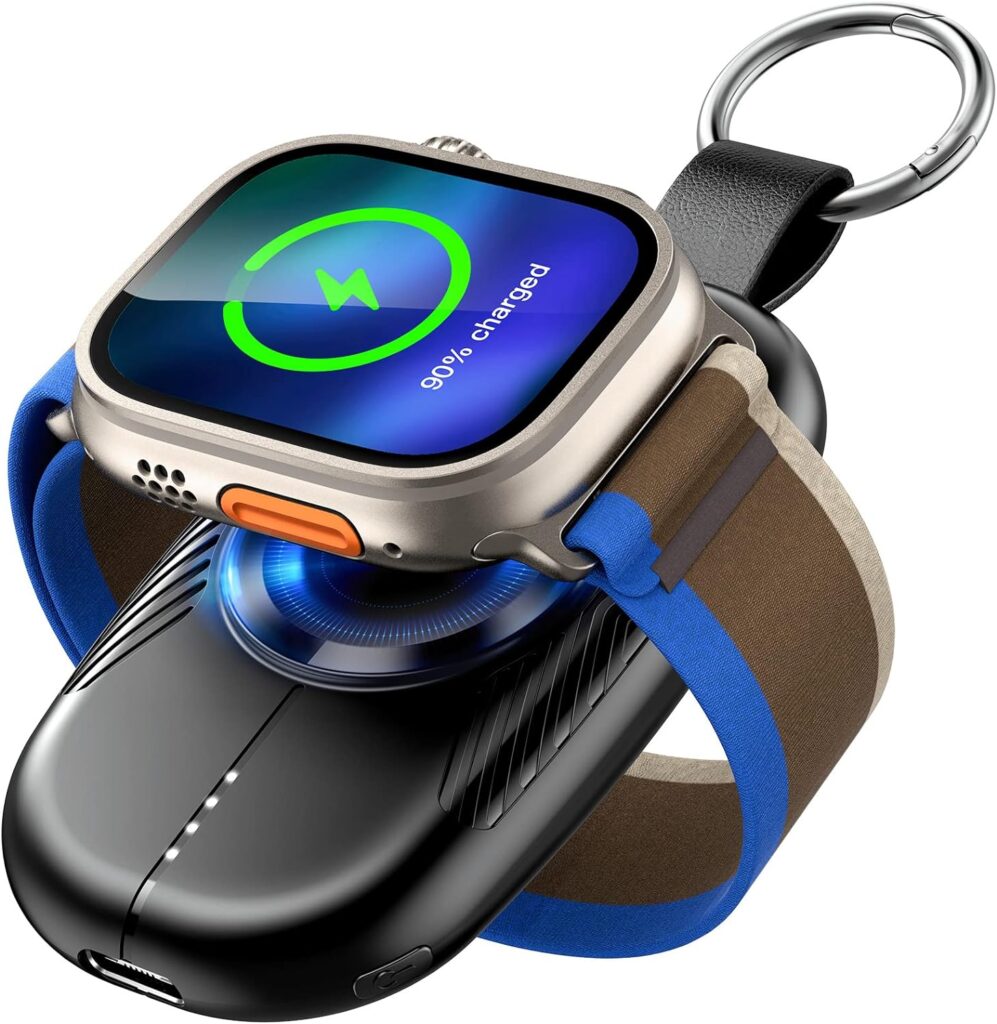 Portable Charger for Apple Watch, 1200mAh Magnetic Keychain Wireless Power Bank Watch Charger for iWatch Series 8/UItra/7/6/SE/5/4/3/2